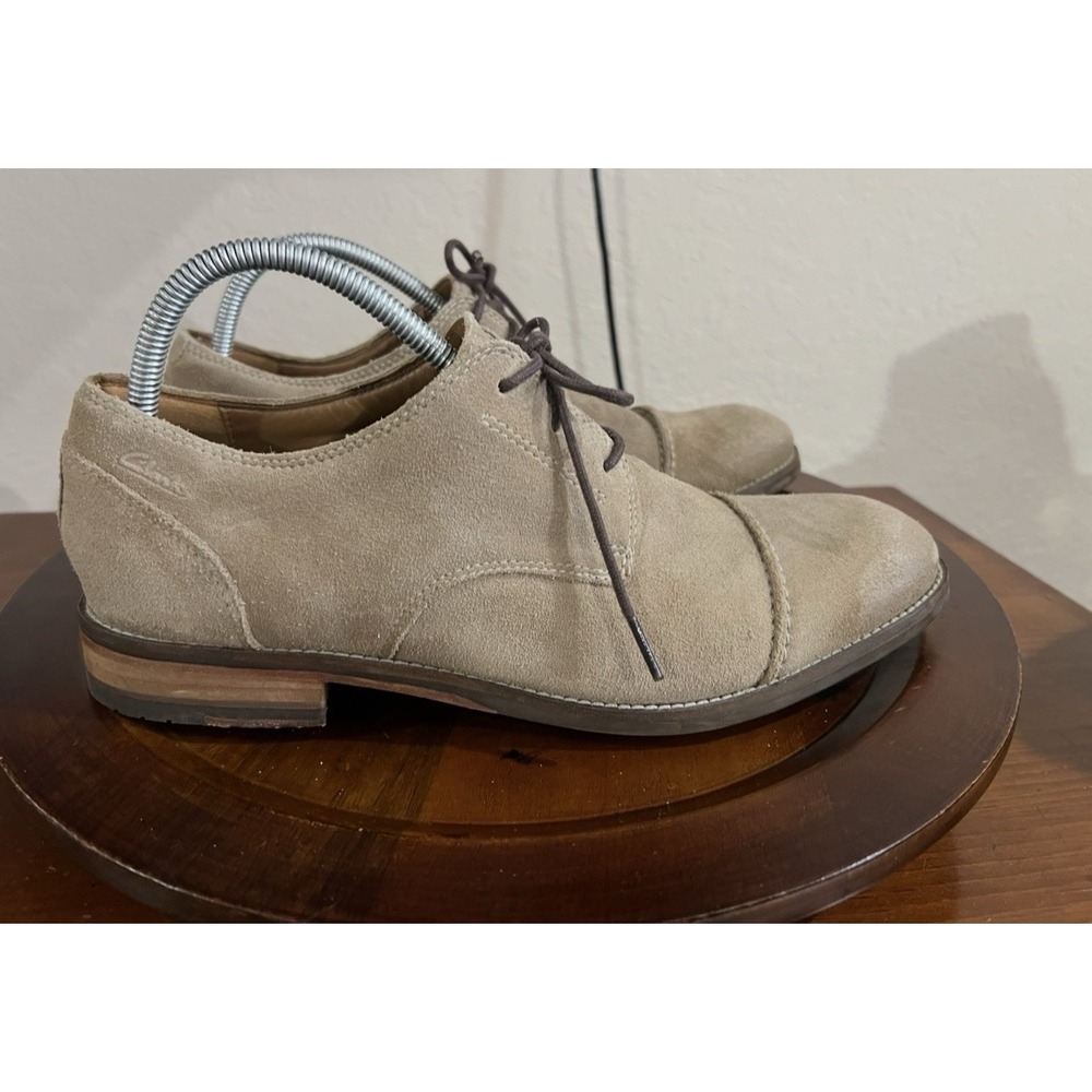 Clarks 1825 Mens‎ Tan Suede Cap Toe Oxford Dress Shoes 26107748 Size 10M